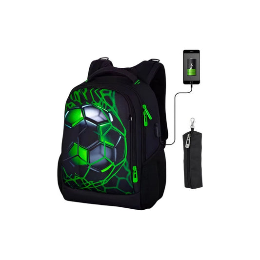 CarryQuest® - Voetbalrugzak - USB Oplaadpoort - Waterbestendig - Groen