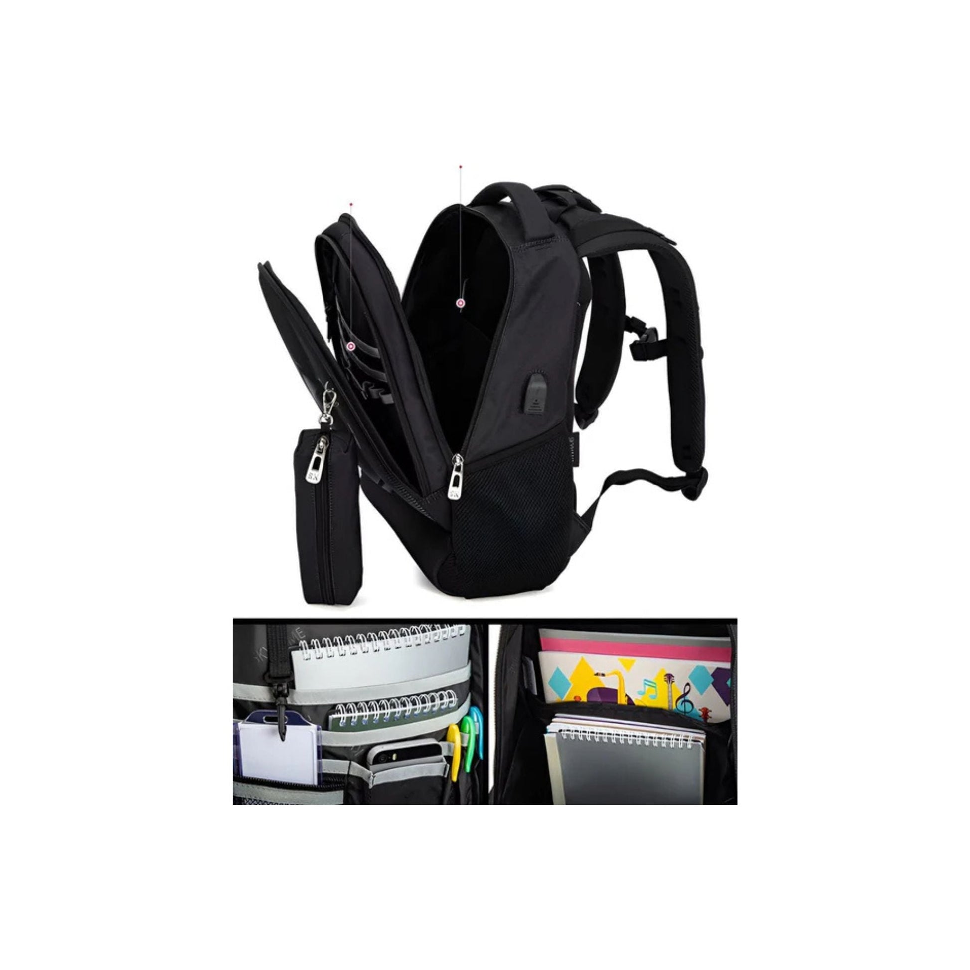CarryQuest® - Voetbalrugzak - USB Oplaadpoort - Waterbestendig - Zwart
