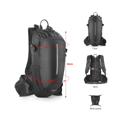 CarryQuest® - Wandel Rugzak 12L - Waterdicht - Backpack Fietsen - Waterzak - Zwart