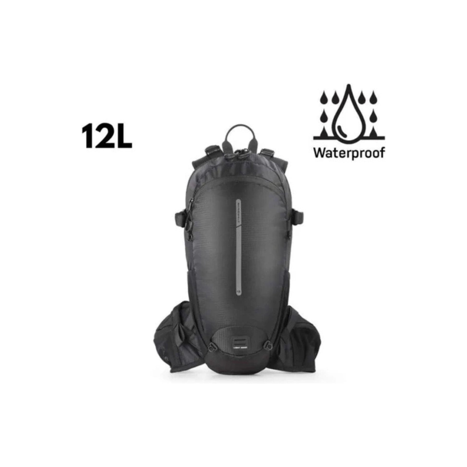 CarryQuest® - Wandel Rugzak 12L - Waterdicht - Backpack Fietsen - Waterzak - Zwart
