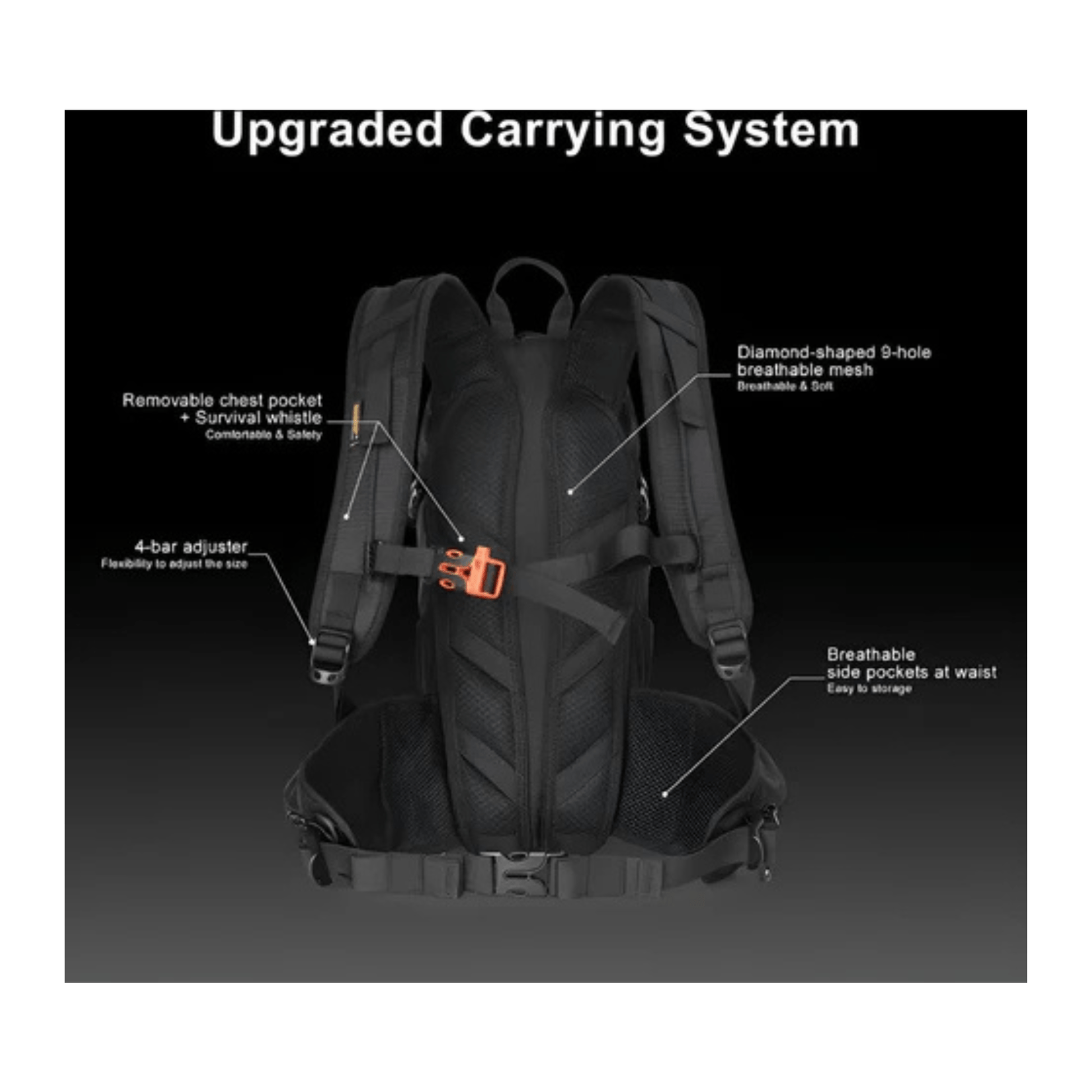 CarryQuest® - Wandel Rugzak 12L - Waterdicht - Backpack Fietsen - Waterzak - Zwart