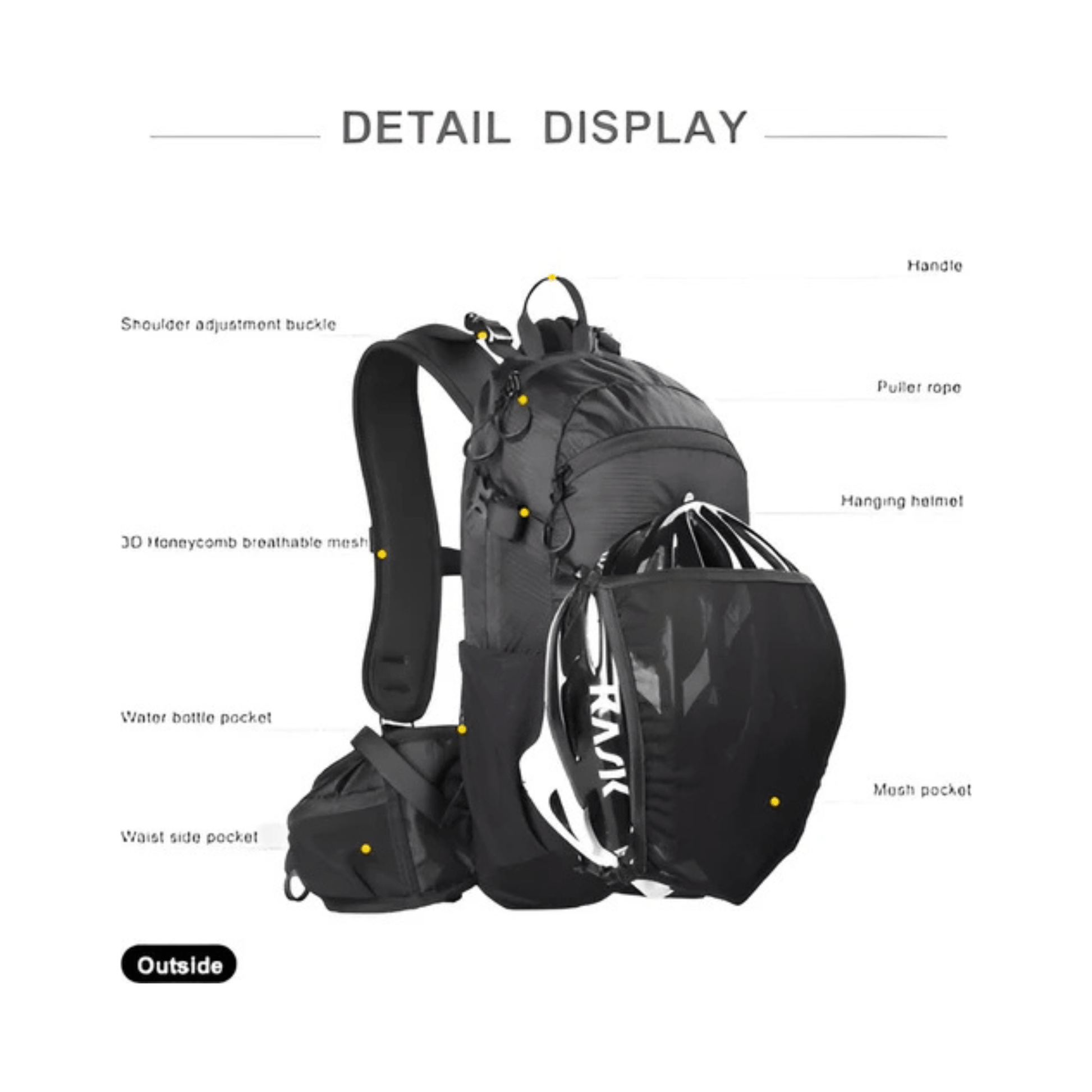 CarryQuest® - Wandel Rugzak 12L - Waterdicht - Backpack Fietsen - Waterzak - Zwart