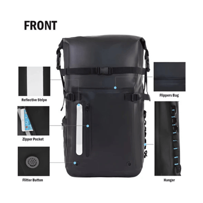CarryQuest® - Waterdichte Rugzak - 30L Dry Bag voor Duikuitrusting - Unisex - 500D PVC - Zwart