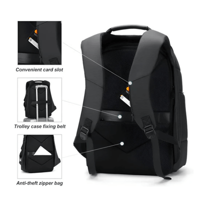 CarryQuest® - Waterdichte Rugzak USB Oplaadbaar - Geschikt als Handbagage - Zwart