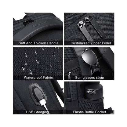 CarryQuest® - Waterdichte Zakelijke Rugzak - 20 - 35L - Laptop Rugzak - Zwart