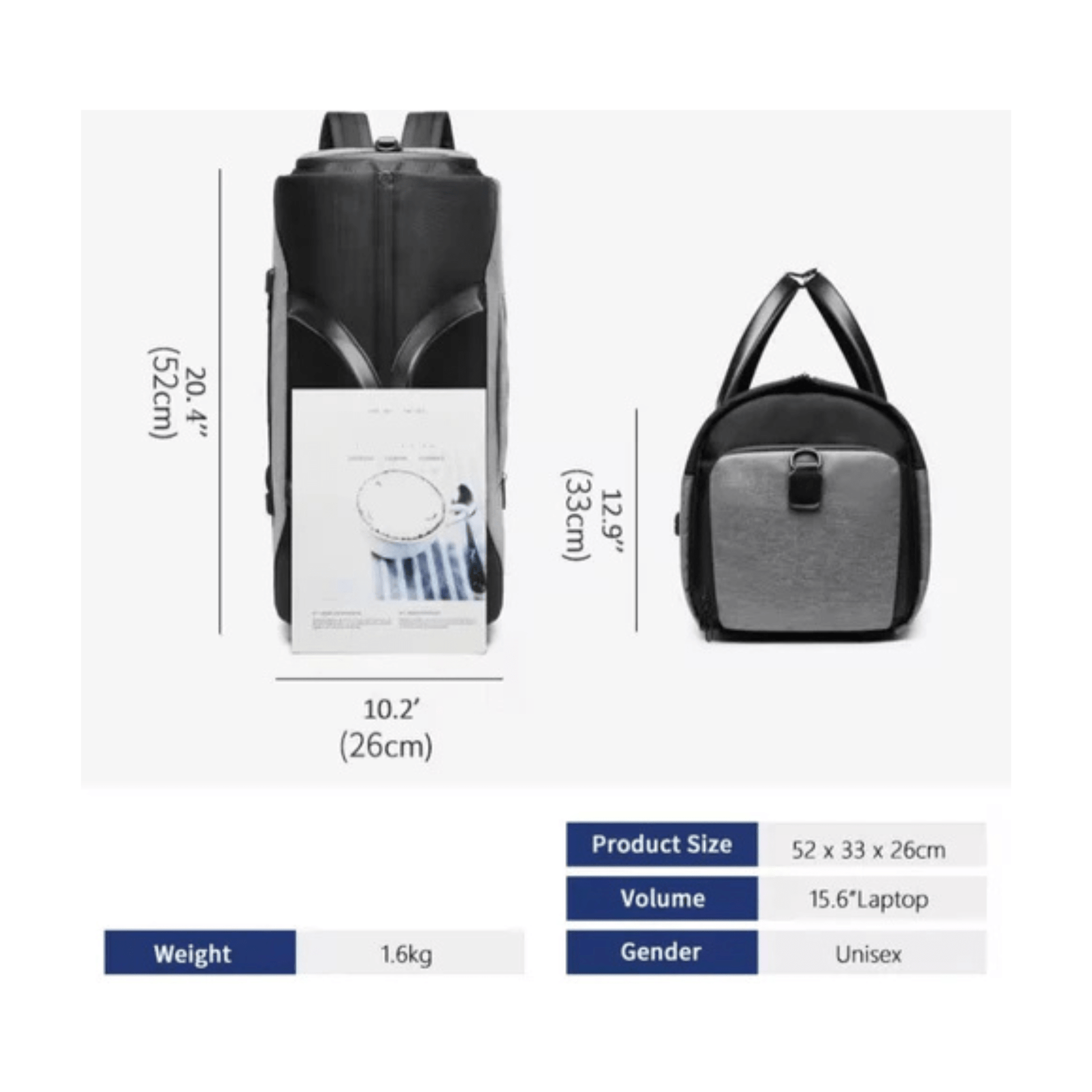 CarryQuest® - Zakelijke Reistas/Weekendtas - Waterdicht - Schoenenzak - Handbagage - Zwart/Grijs