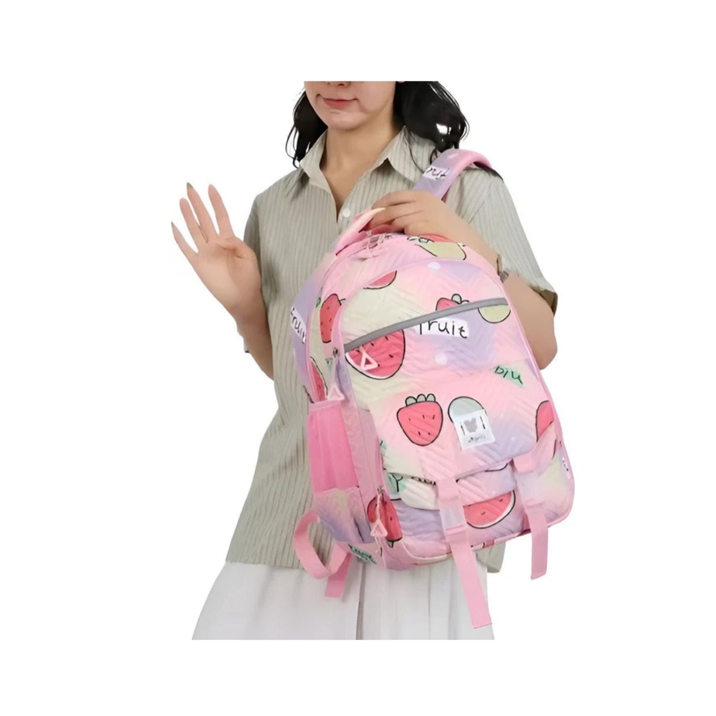 CarryQuest® - Nieuwe Schattige Aardbei Rugzak - 16 inch en Waterafstotend - Licht Blauw