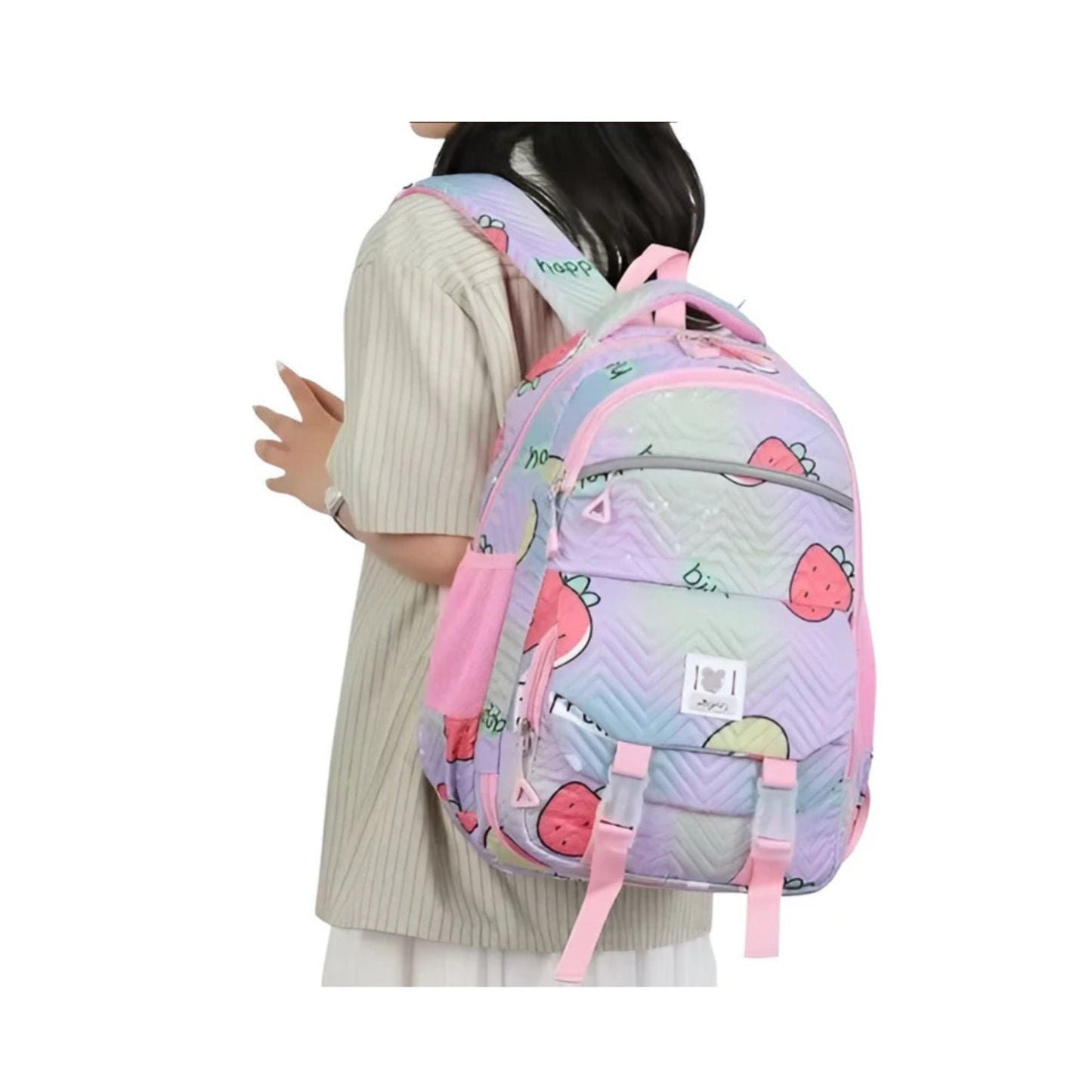 CarryQuest® - Nieuwe Schattige Aardbei Rugzak - 16 inch en Waterafstotend - Licht Roze